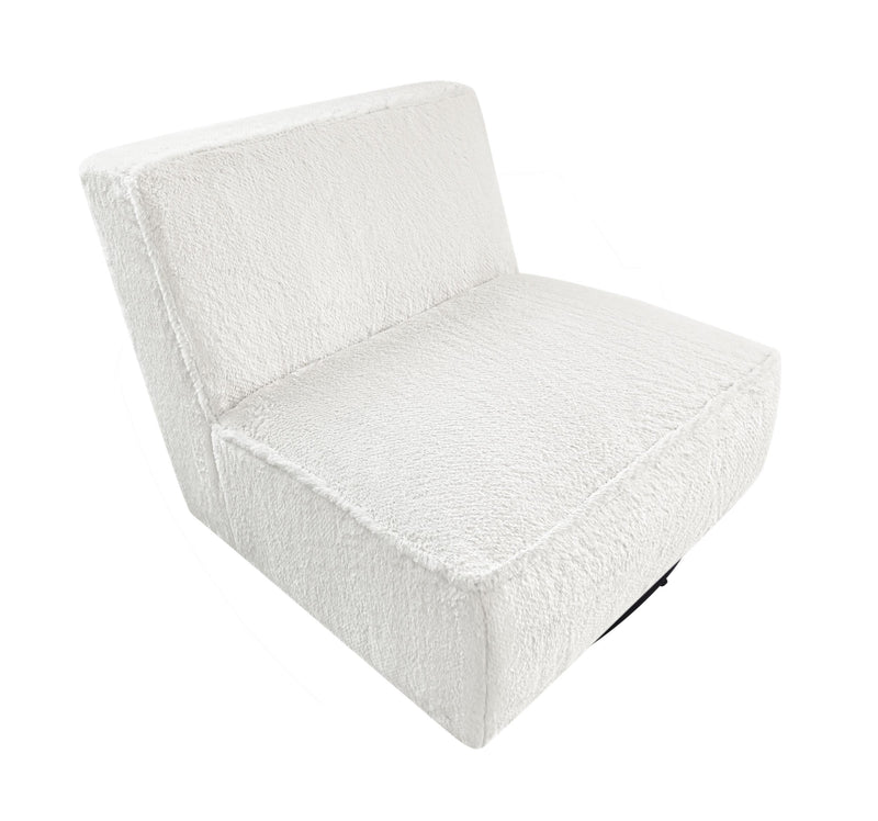 Badoer Faux Fur Swivel Accent Chair Ecru