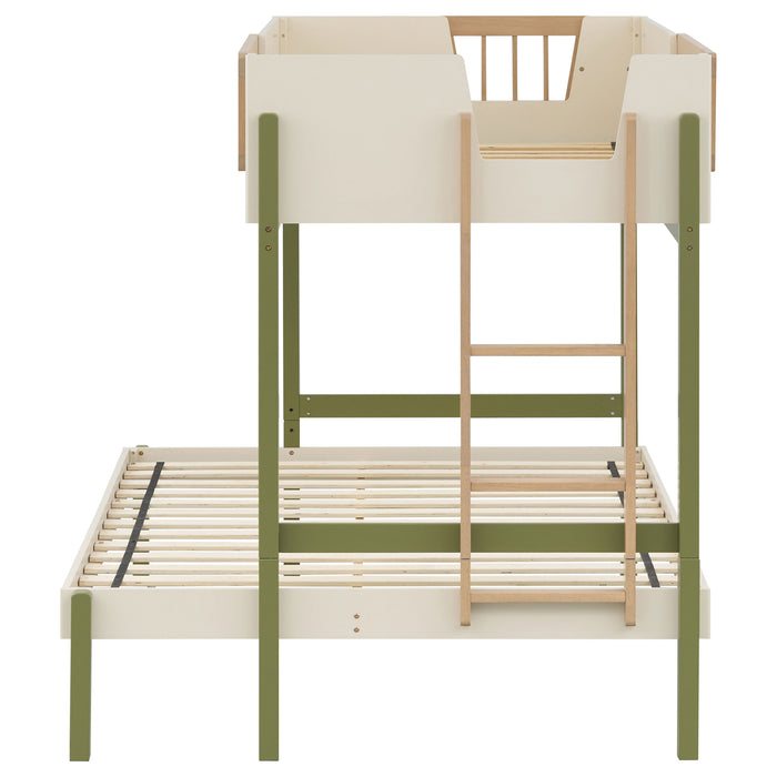 Evren Twin-over-Full Bunk Bed with Trundle and Ladder Tri-Tone