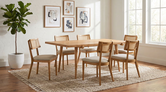 Fabra 7-piece 79-inch Rectangular Dining Set Honey Wheat