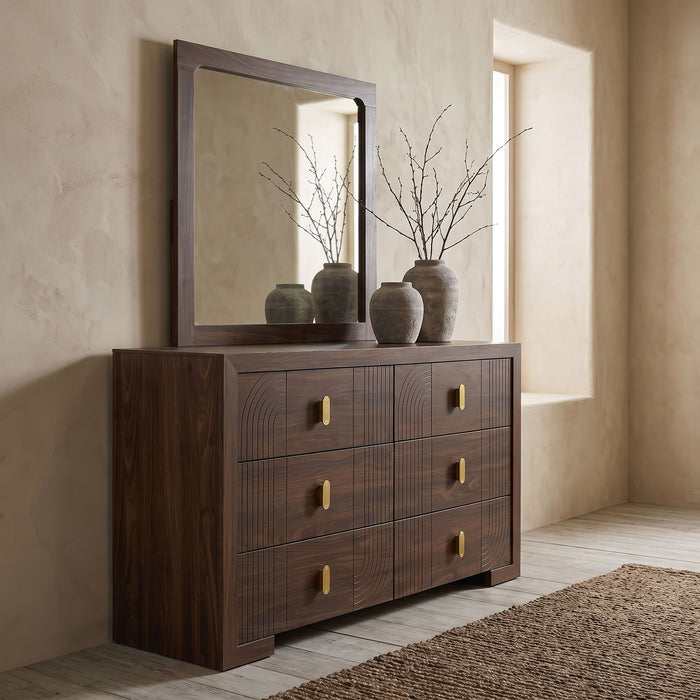Etienne 6-drawer Dresser with Mirror Walnut