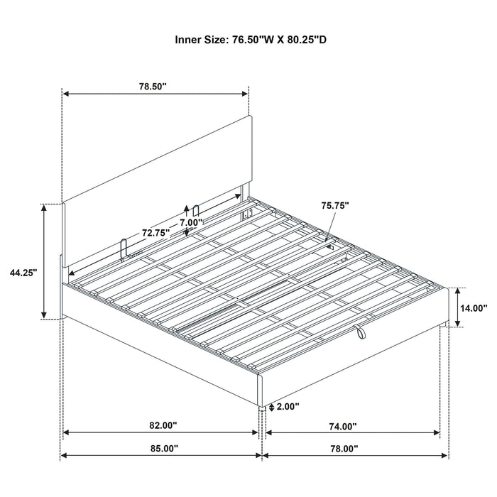 Reeves Upholstered Eastern King Lift-Top Storage Platform Bed Grey