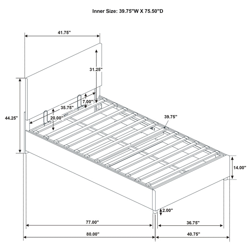 Reeves Upholstered Twin Lift-Top Storage Platform Bed Grey