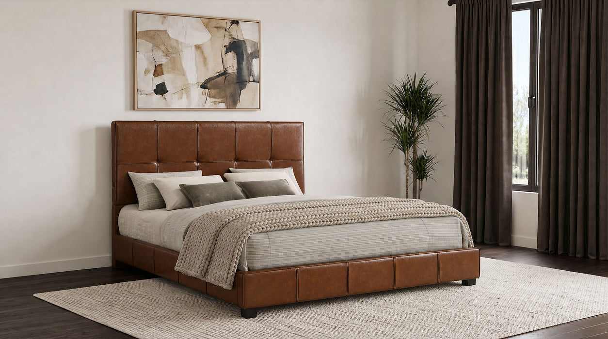 Farrell California King Leatherette Panel Bed Brown