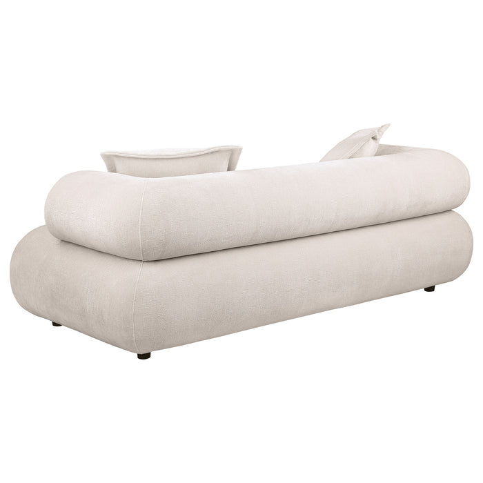 Eskola 3-seat Chenille Sofa with Rounded Shelter Arms Ivory