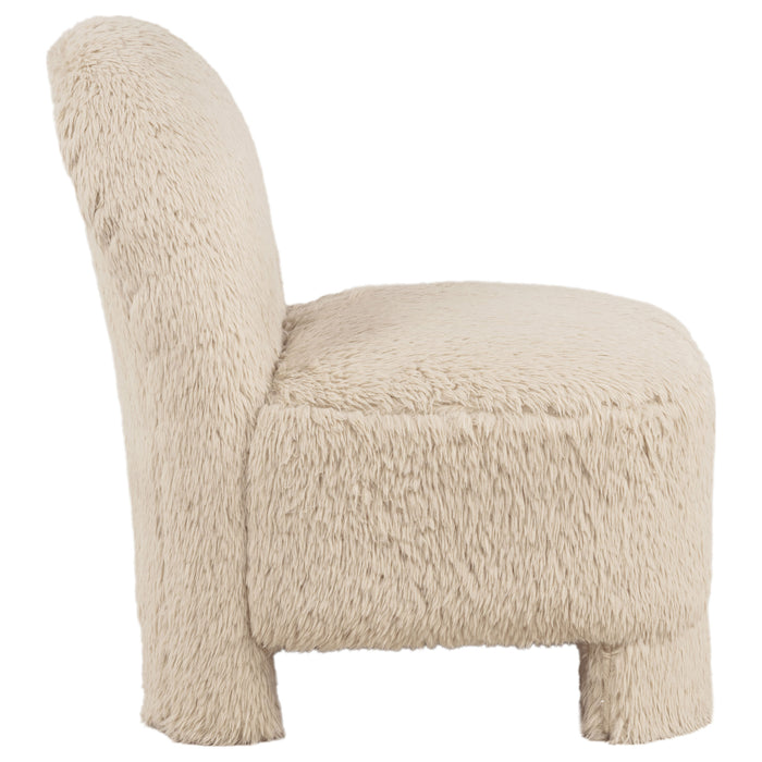 Lacombe Faux Fur Accent Chair Latte