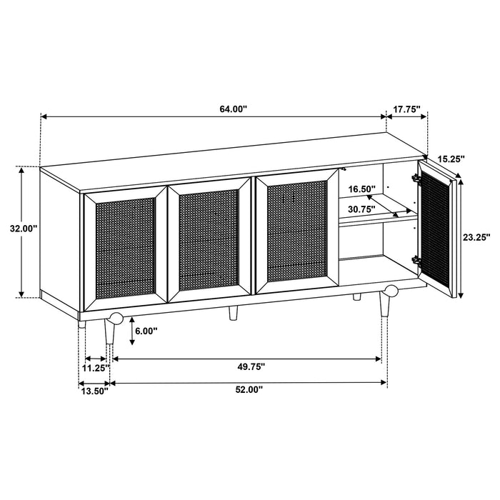Fabra 4-door Dining Sideboard Storage Console Honey
