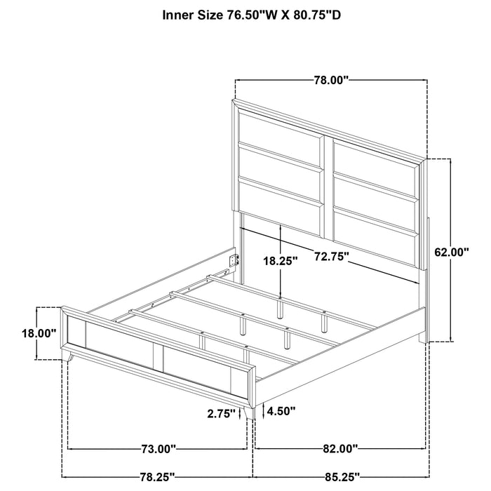 Farre Eastern King Upholstered Platform Panel Bed Washed Grey