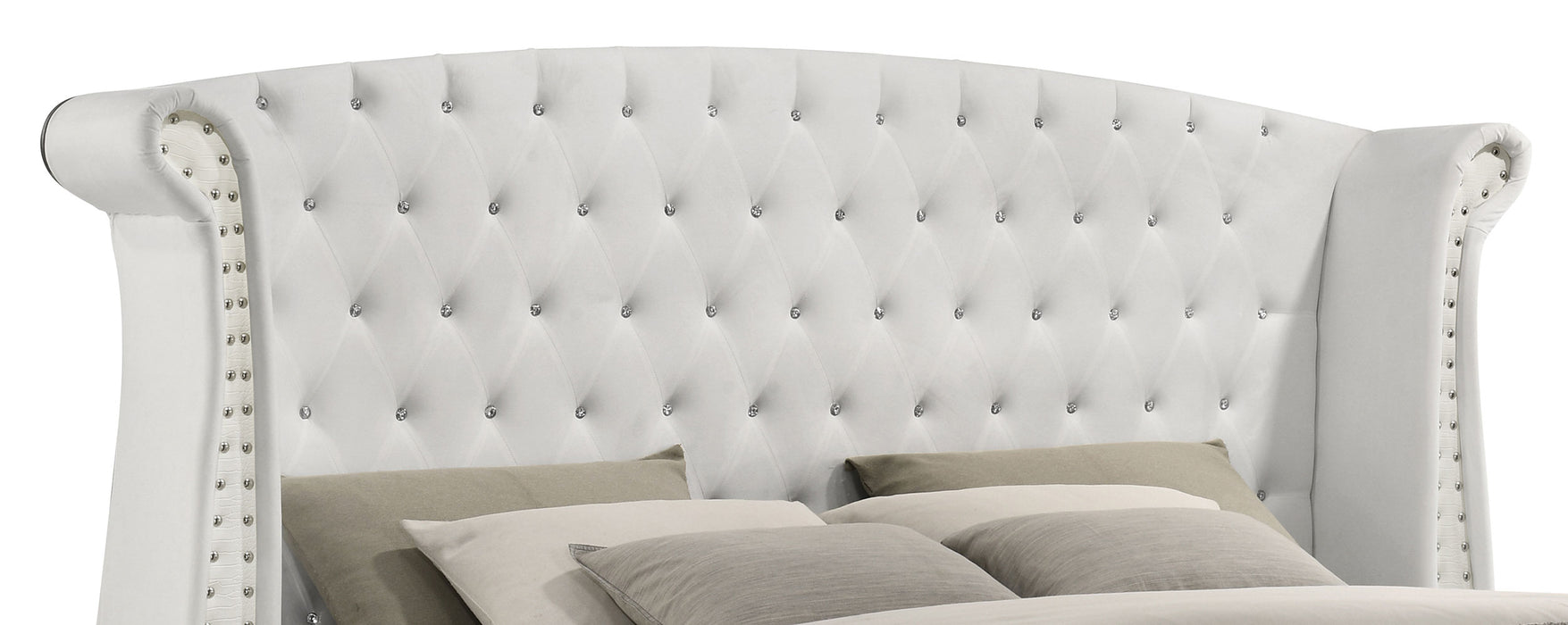 Barzini Upholstered Queen Wingback Bed White