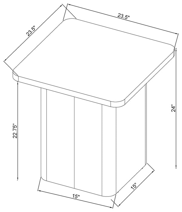 Fraser Transitional Square Pedestal End Table in Greige