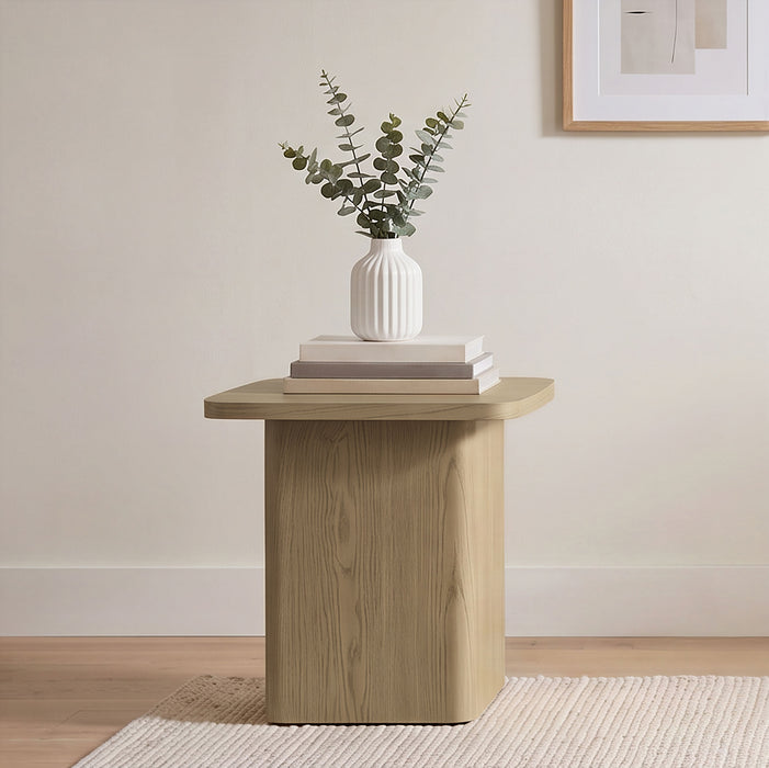 Fraser Transitional Square Pedestal End Table in Greige