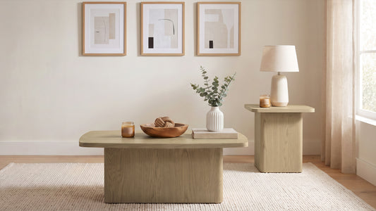Fraser 2-Piece Greige Pedestal Coffee and End Table Set