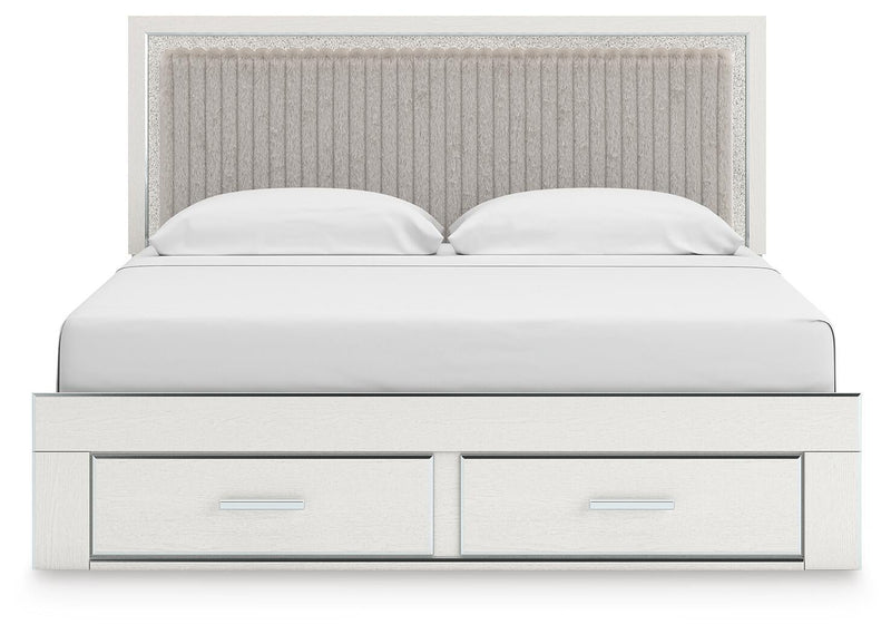 Zuraleus King Upholstered Panel Platform Storage Bed