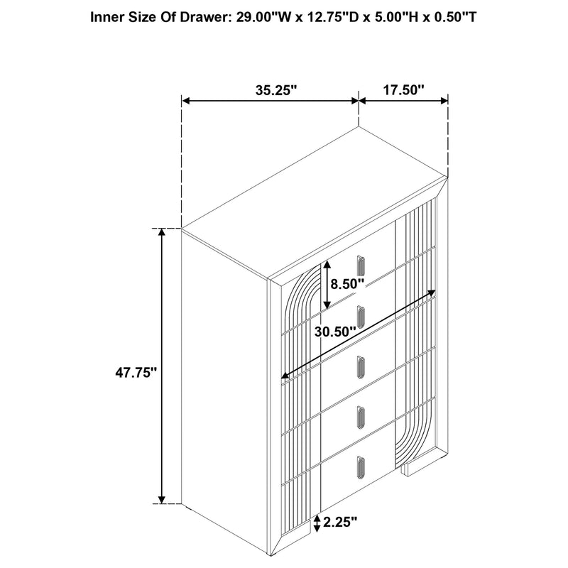 Etienne 5-drawer Bedroom Chest of Drawers Walnut