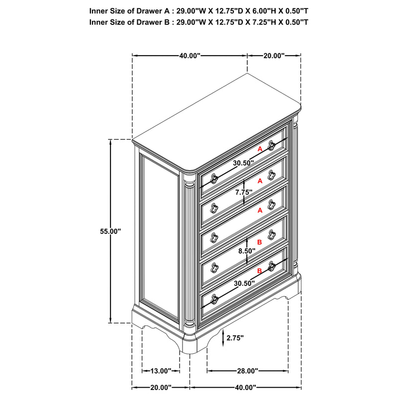 Cresswell 5-drawer Chest of Drawers Weathered Taupe