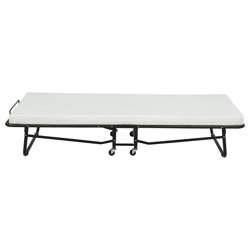 Massey Twin Folding Bed Frame with Memory Foam Mattress Black
