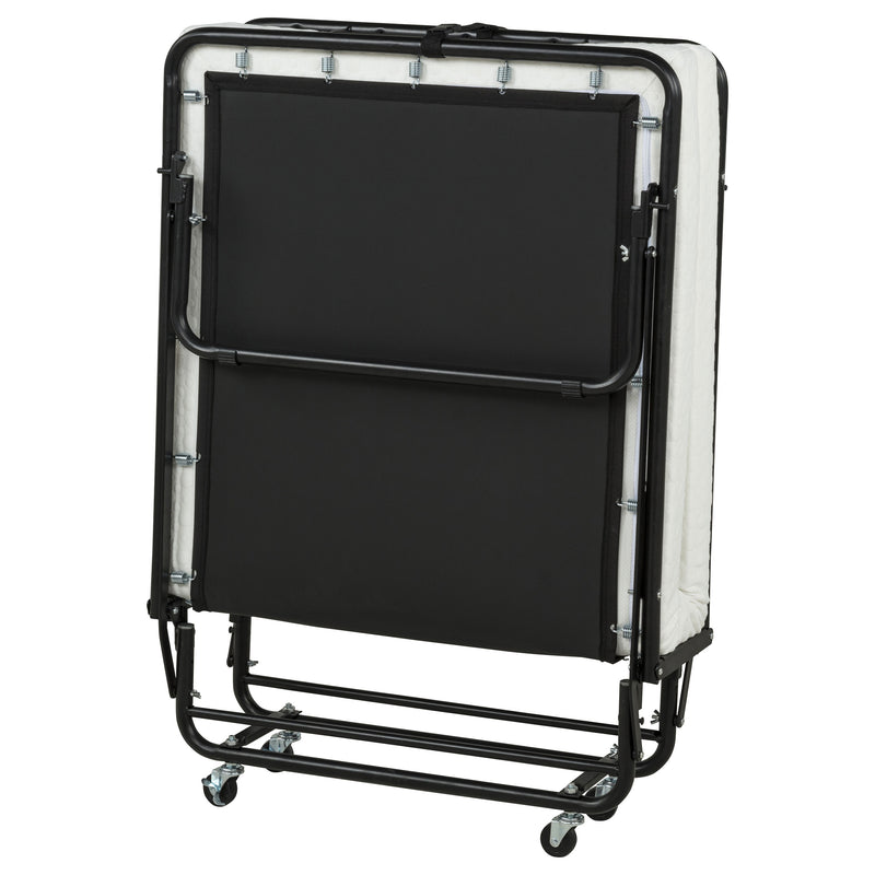 Massey Twin Folding Bed Frame with Memory Foam Mattress Black