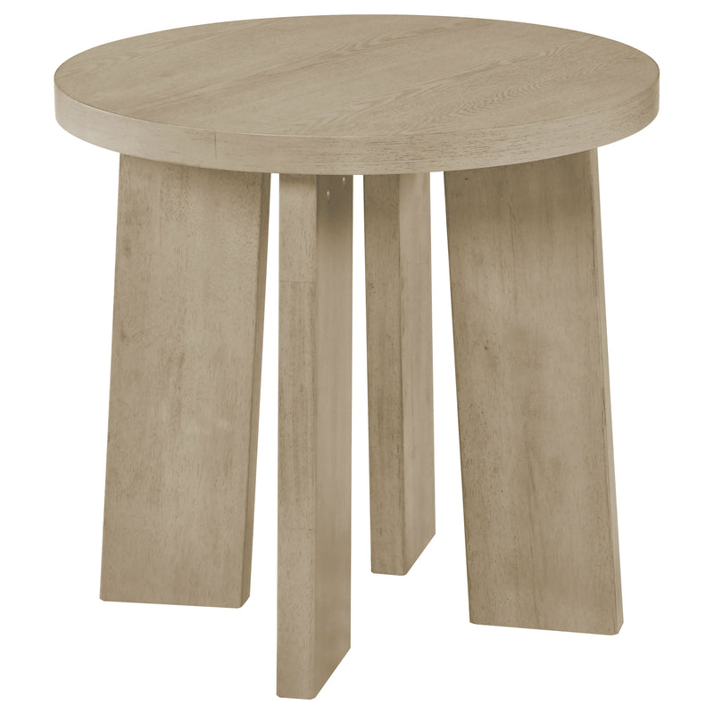 Strouse 2-Piece Round Coffee and End Table Set in Natural Oak
