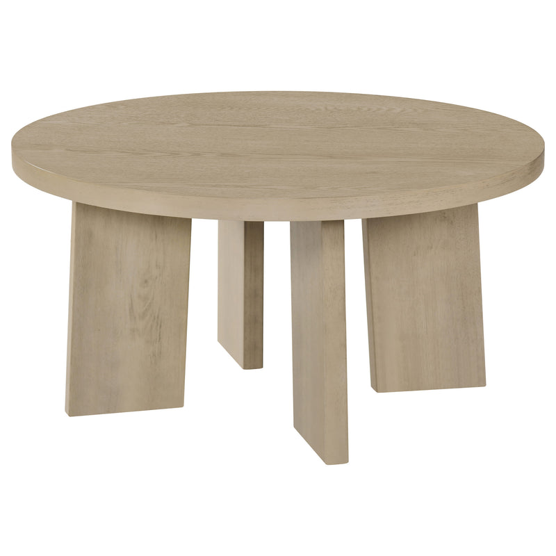 Strouse 2-Piece Round Coffee and End Table Set in Natural Oak