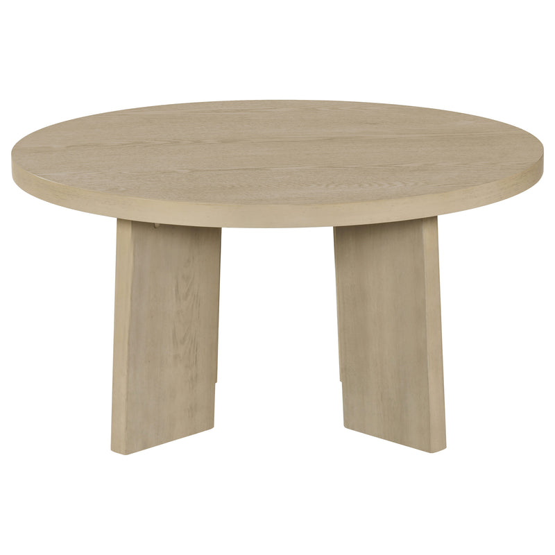 Strouse 2-Piece Round Coffee and End Table Set in Natural Oak