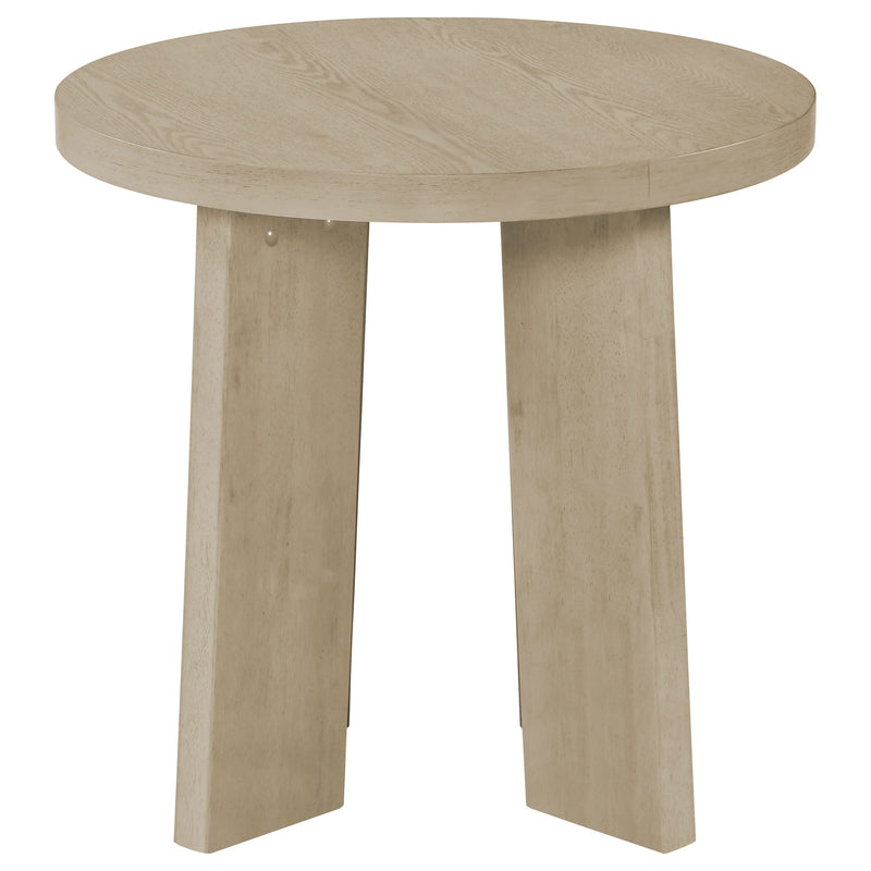 Strouse 3-Piece Round Coffee and End Table Set in Natural Oak
