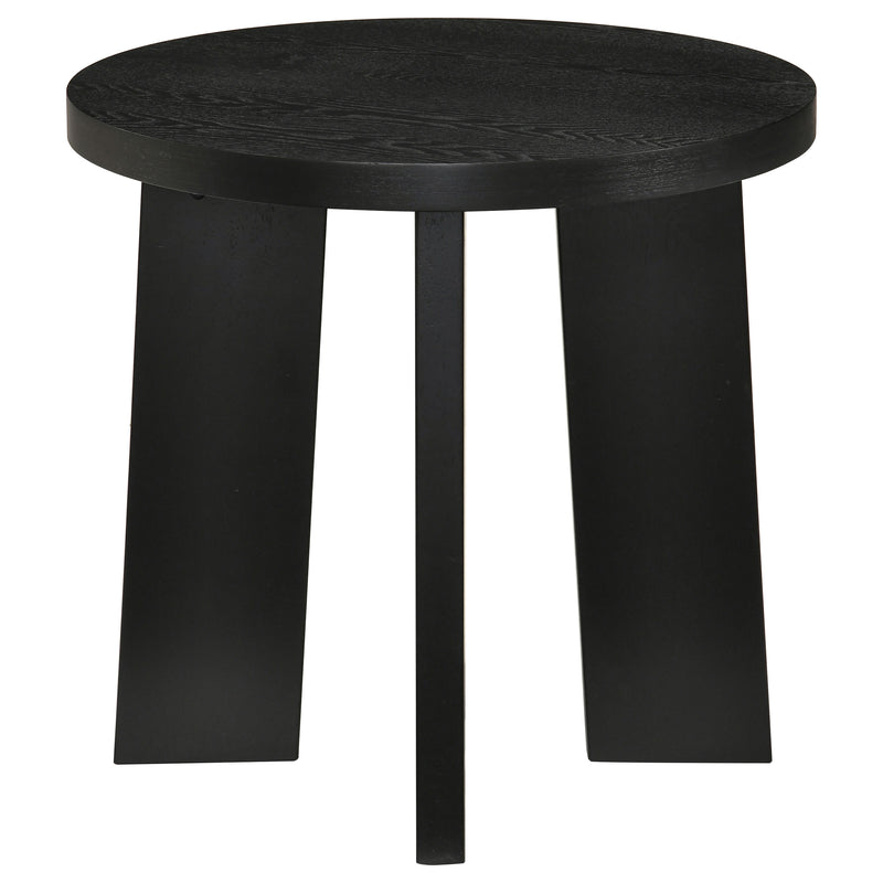 Strouse 2-Piece Round Coffee and End Table Set in Black
