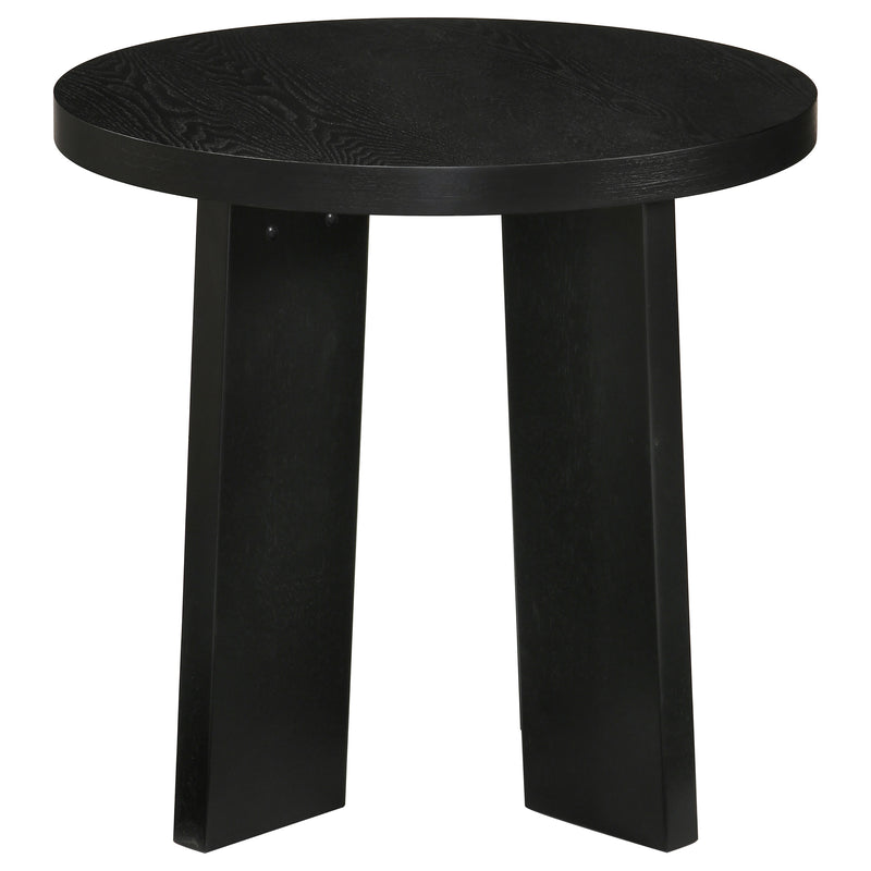 Strouse 2-Piece Round Coffee and End Table Set in Black