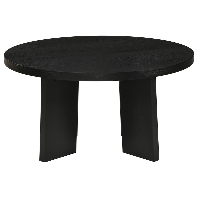 Strouse 2-Piece Round Coffee and End Table Set in Black