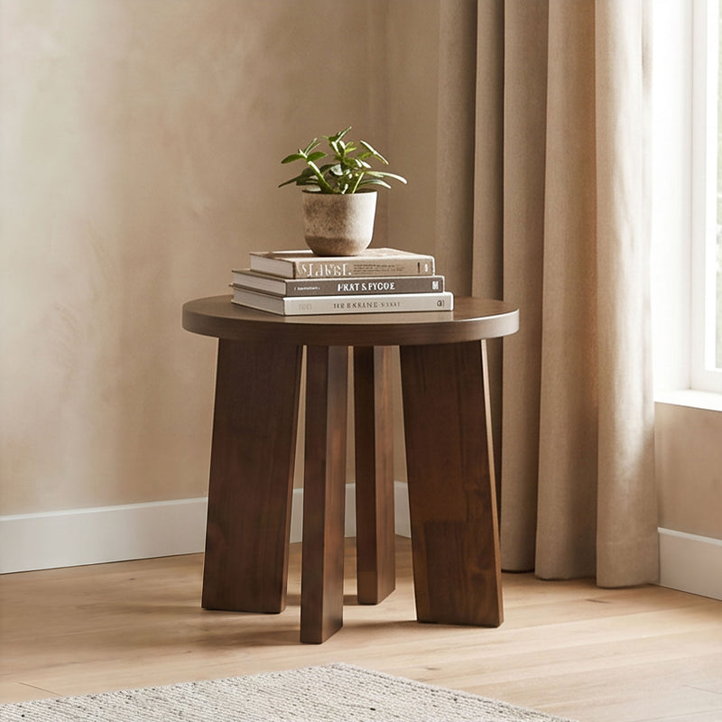 Strouse Contemporary Round End Table in Dark Walnut