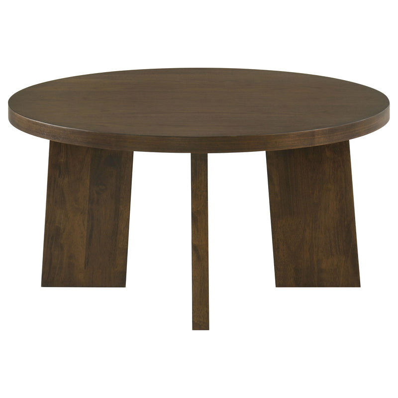 Strouse 2-Piece Round Coffee and End Table Set in Dark Walnut