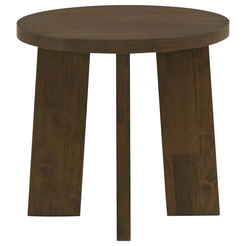 Strouse 3-Piece Round Coffee and End Table Set in Dark Walnut