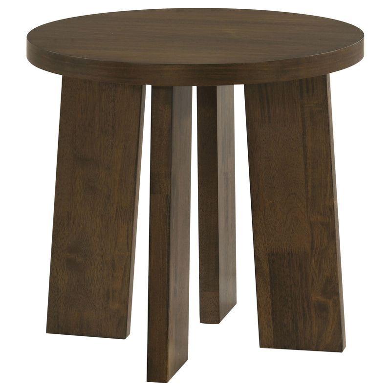 Strouse 3-Piece Round Coffee and End Table Set in Dark Walnut