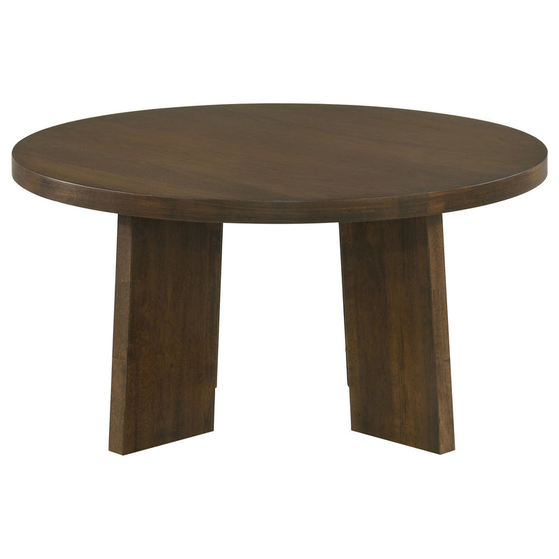 Strouse 3-Piece Round Coffee and End Table Set in Dark Walnut