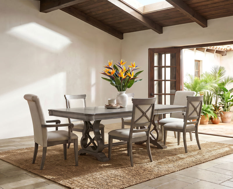Cresswell 7-piece 104-inch Extension Dining Set Weathered Taupe