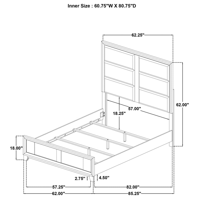 Farre Queen Upholstered Panel Bed Dark Brown