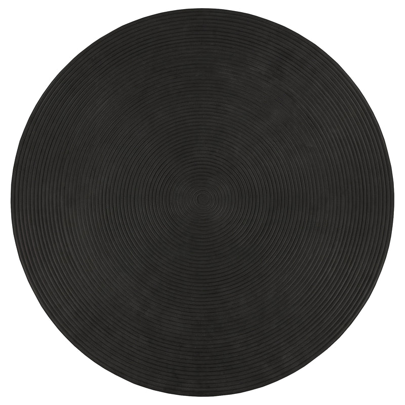 Macedo Round Ribbed Rattan Drum Coffee Table Black