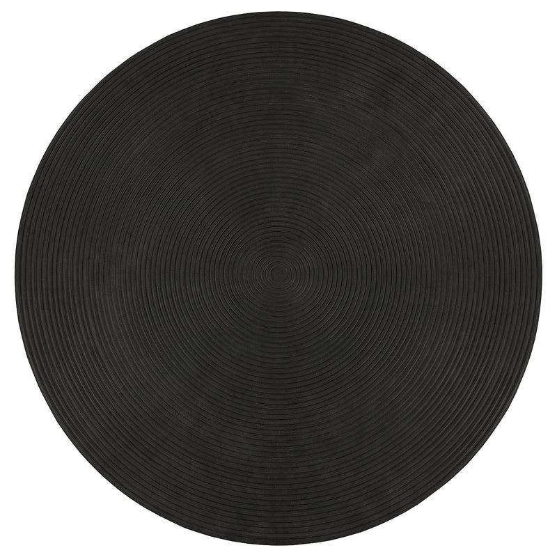 Macedo 3-Piece Transitional Round Rattan Coffee and End Table Set Black