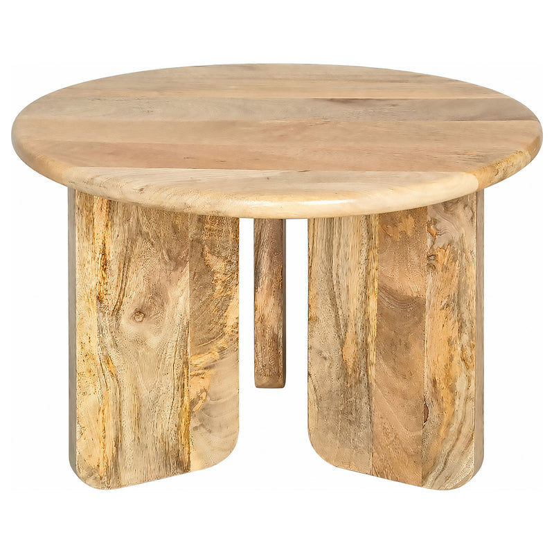 Dale Sculptural Round Solid Mango Wood End Table Natural Mango