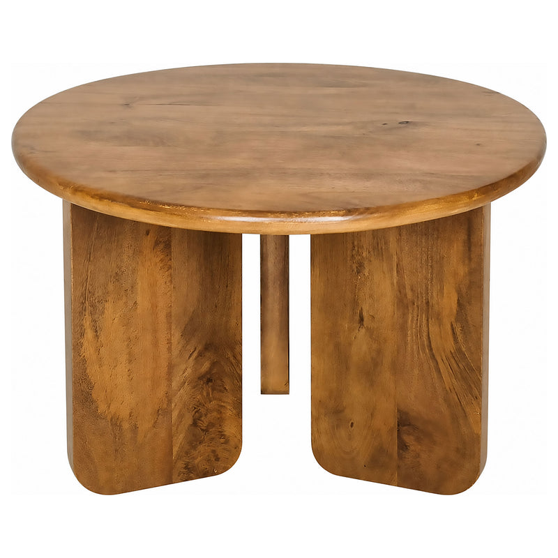 Dale 2-Piece Round Mango Wood Coffee and End Table Set Honey Mango