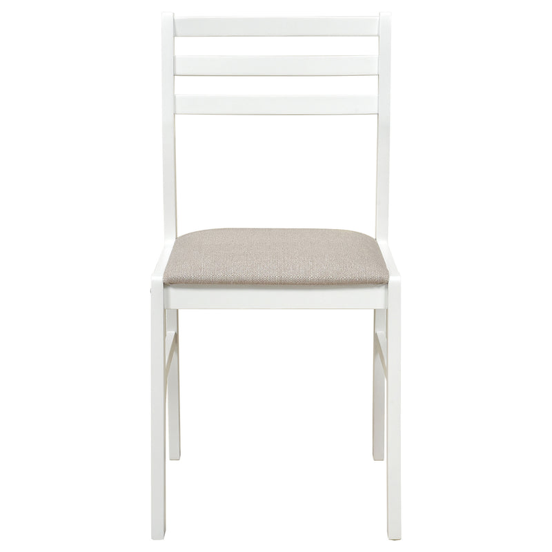 Sykes Fabric Upholstered Ladder Back Side Chair White and Beige (Set of 2)