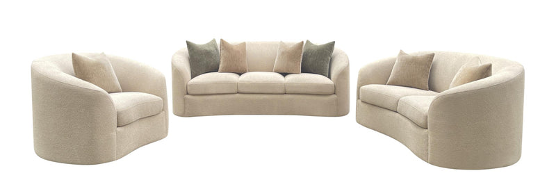 Rainn 3-piece Transitional Boucle Sofa Loveseat and Chair Set Camel