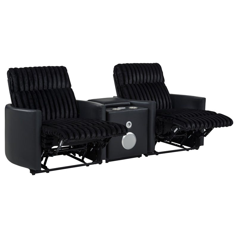 Madden 3-piece Corduroy Upholstered Manual Theater Seating Black