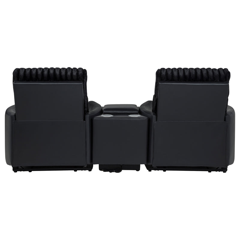 Madden 3-piece Corduroy Upholstered Manual Theater Seating Black