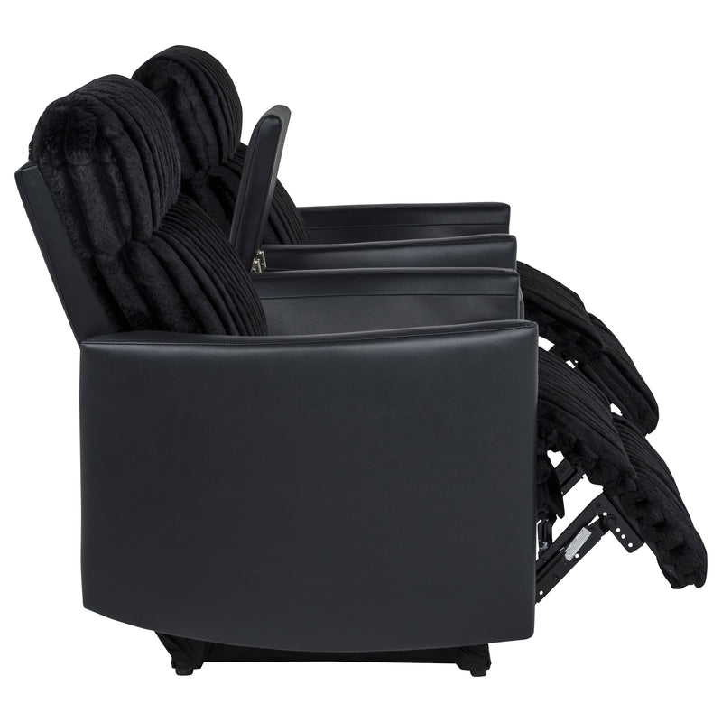 Madden 3-piece Corduroy Upholstered Manual Theater Seating Black