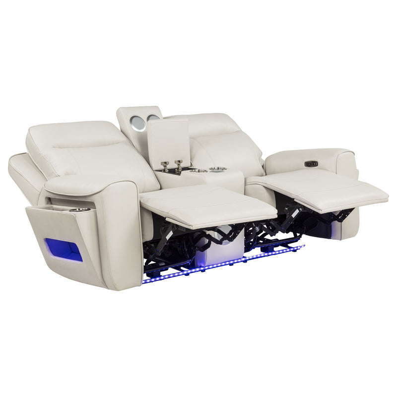Rojas 3-Piece Dual Power Reclining Sofa Set with Drop-Down Console Greige