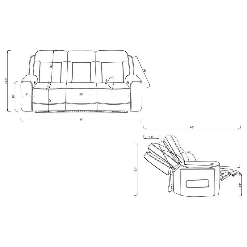 Rojas 3-Piece Dual Power Reclining Sofa Set with Drop-Down Console Greige