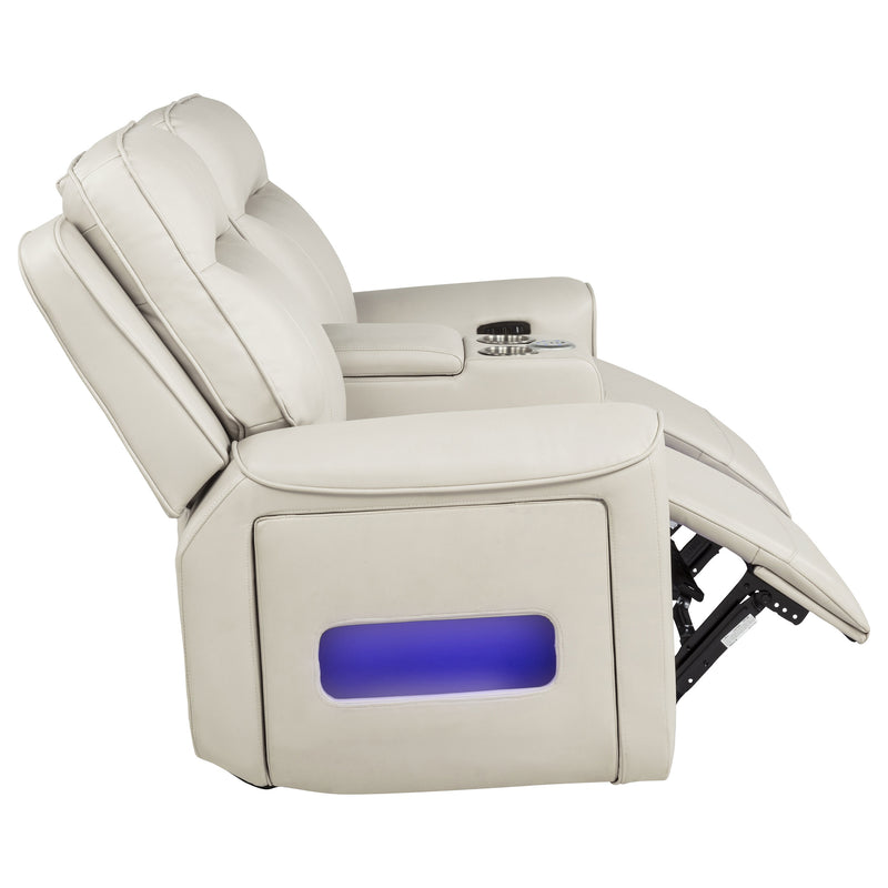 Rojas Dual Power Reclining Loveseat with Bluetooth Speakers Greige