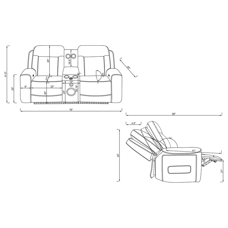 Rojas Dual Power Reclining Loveseat with Bluetooth Speakers Greige