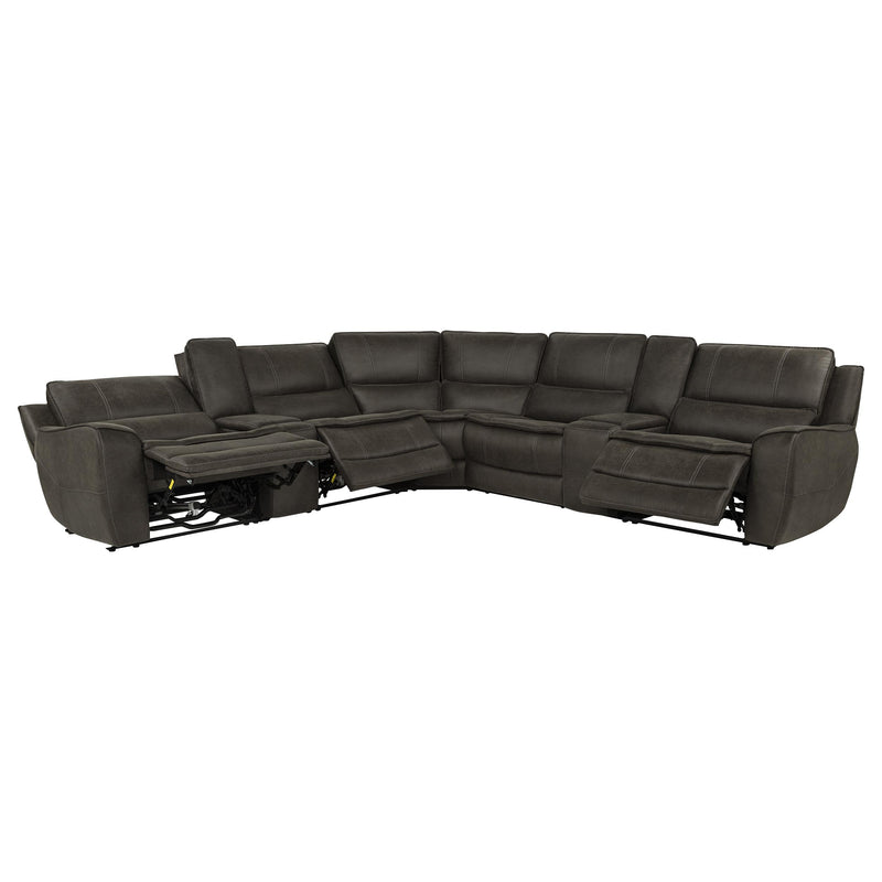 Marcell 7-Piece L-Shaped Power Reclining Sectional with Dual Consoles Grey