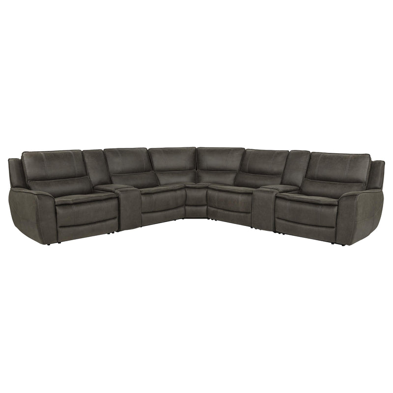 Marcell 7-Piece L-Shaped Power Reclining Sectional with Dual Consoles Grey