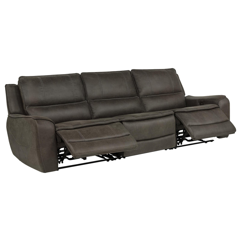 Marcell 3-Piece Transitional Power Reclining Sofa with USB Charging Grey